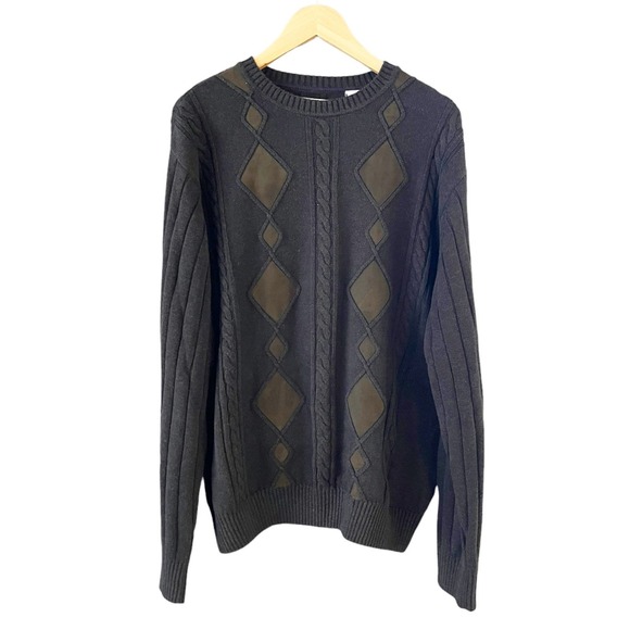 ALEX CANNON Brown Sweater Crew Neck Cotton Argyle Long Sleeve Pullover Large EUC - Picture 10 of 10